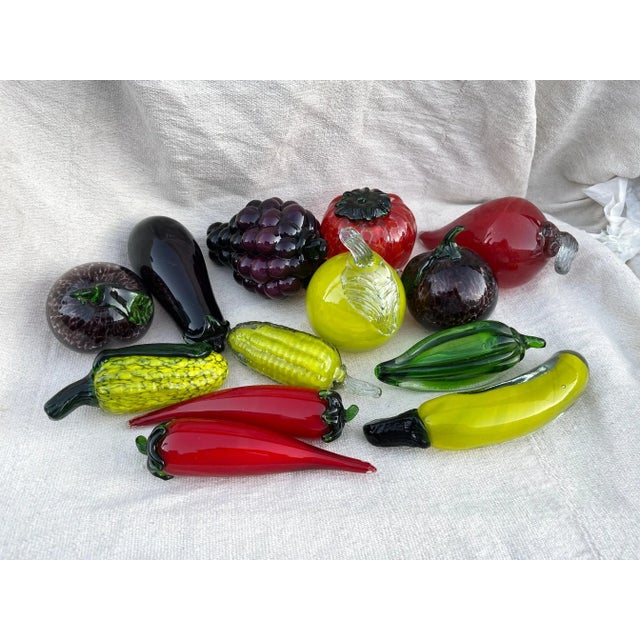 1970s Vintage 1970s Large Blown Glass Fruits & Veggies - Set of 14 For Sale - Image 5 of 5