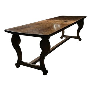 Antique French Monastery Dining Table in Nutwood, 19th Century For Sale