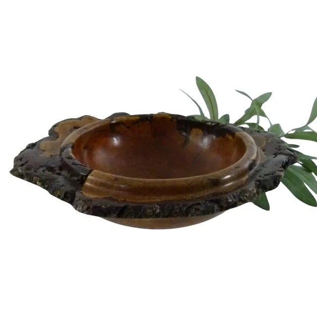 Hoyt G. Brown Signed 9" Cherry Burl Bowl | Appalachian Folk Art | Live Edge Wood Bowl For Sale In Atlanta - Image 6 of 11