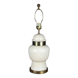 1980s Ceramic Ginger Jar & Brass Table Lamp by Chapman For Sale
