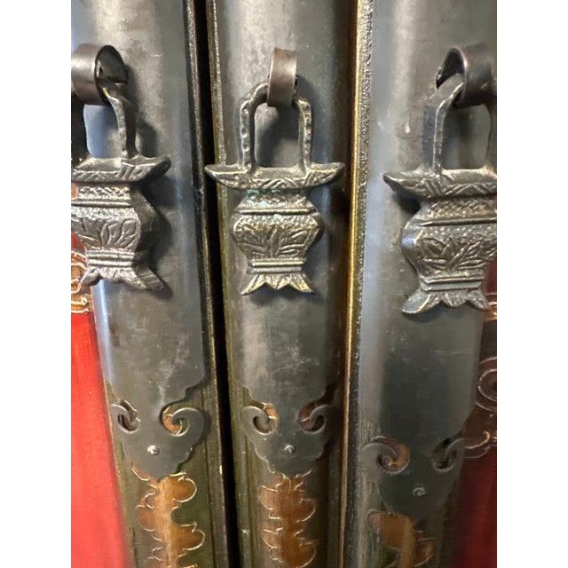 Late Qing Chinese Elm Lacquer Altar Cabinet Imperial Dragons & Guardian Tigers, c.1880–1915, 64” Tall For Sale - Image 9 of 10