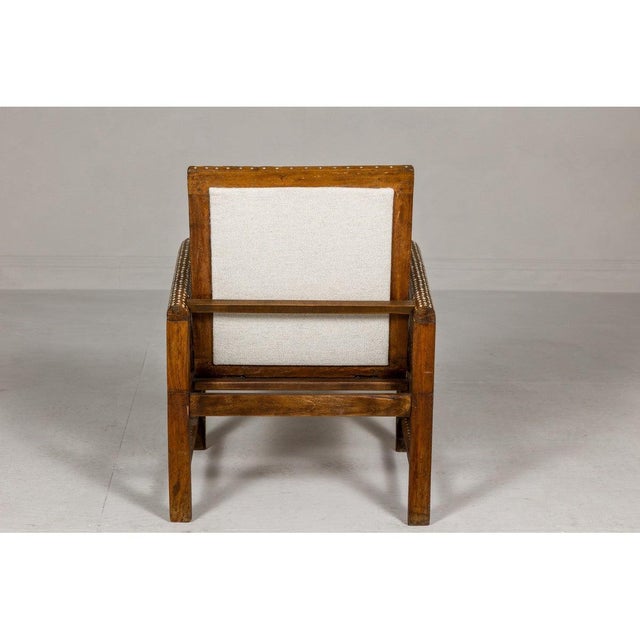 Anglo Style Bone Inlaid Armchair with Folding Back and Loop Arms For Sale - Image 9 of 12