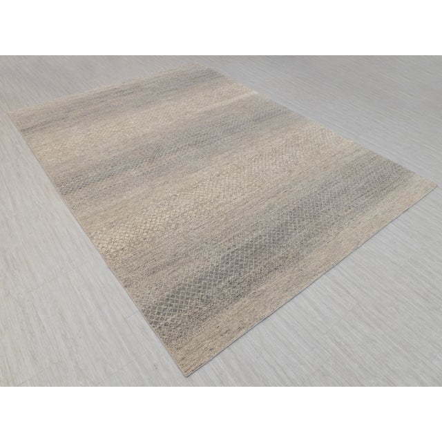 10' x 14' Savannah Hand Knotted Modern Cream Grey Wool & Silk Rug For Sale - Image 10 of 18