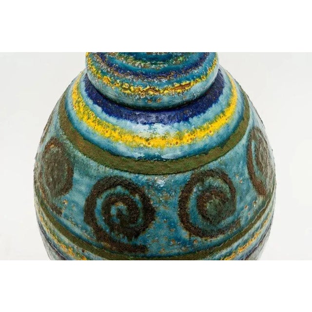 1960s Terracotta Table Lamp 40" H Artisan Glazed Midcentury For Sale - Image 5 of 10