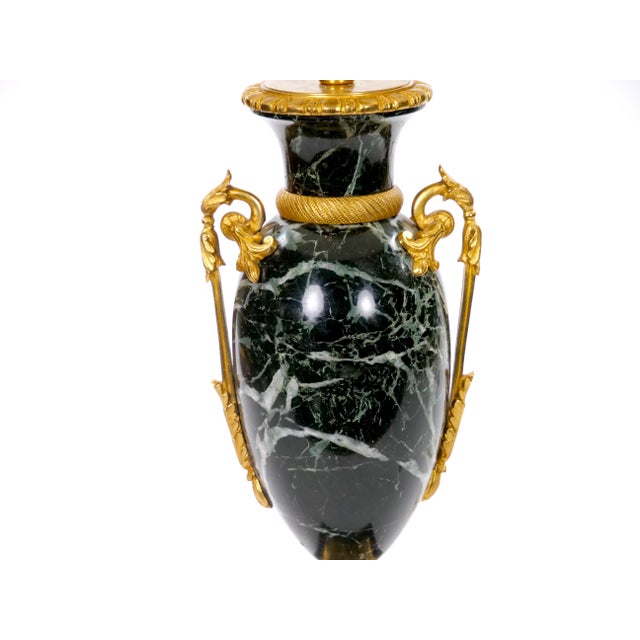 Pair Bronze-Mounted Antico-Verde Marble Urn-Form Table Lamps French, 19th Cent For Sale In New York - Image 6 of 13