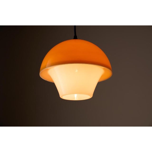 1970s Yellow Cased Glass Mushroom Pendant, 1970s For Sale - Image 5 of 10