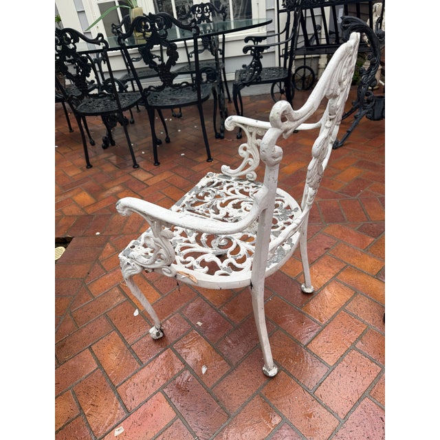 Metal Set of 4 Vintage Hollywood Regency Molla Cast Aluminum Arm Chair For Sale - Image 7 of 12