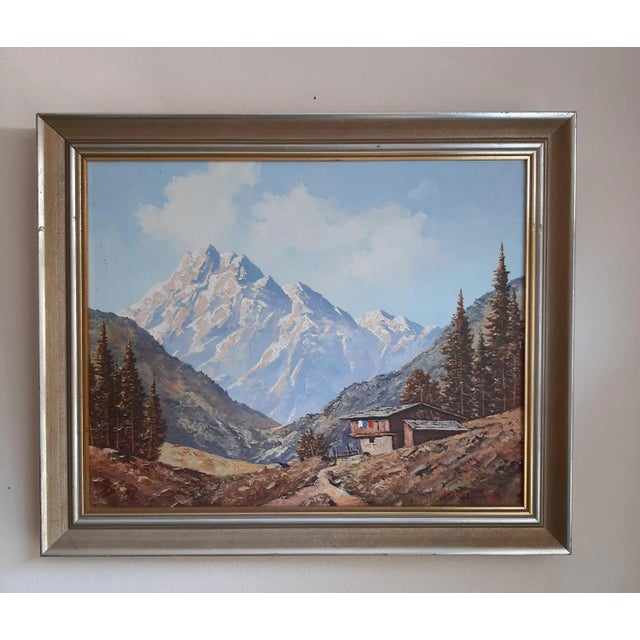 Austrian Artist Signed Haller Mountain Alps Painting For Sale In Fayetteville, AR - Image 6 of 6