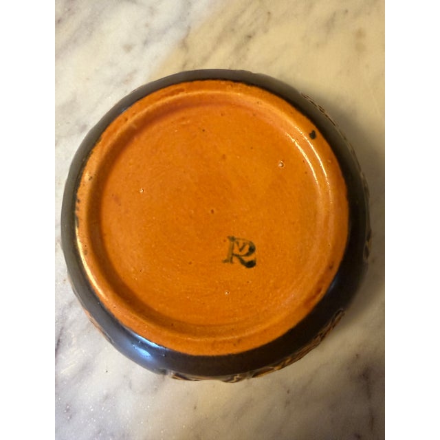 Antique 2pc Roseville Rosecraft Panel Pottery 6.5" & 5" Console Bowl - A Pair For Sale - Image 13 of 13