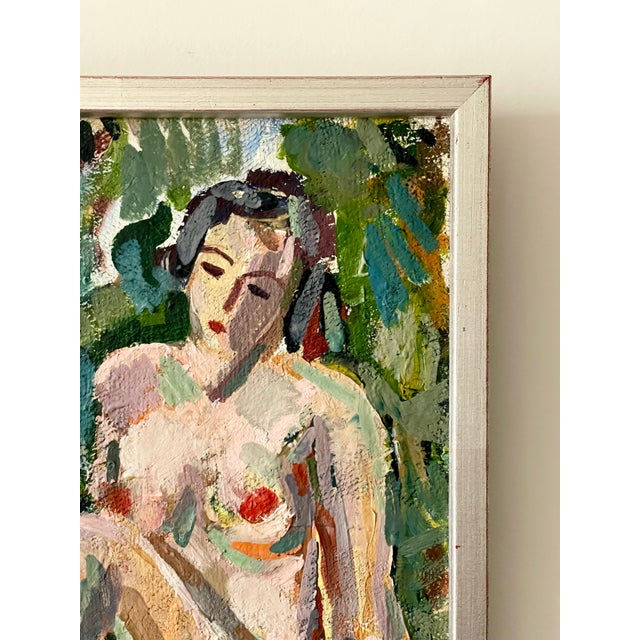 Petite French Nude en Plein Aire, Vintage Oil on Canvas, Framed For Sale - Image 4 of 11