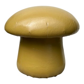 Mid-Century Boho Naugahyde Mushroom Ottoman For Sale