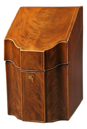 18th Century English Mahogany Knife or Cutlery Box With Satinwood, Rosewood & Silver Inlay, Circa 1780