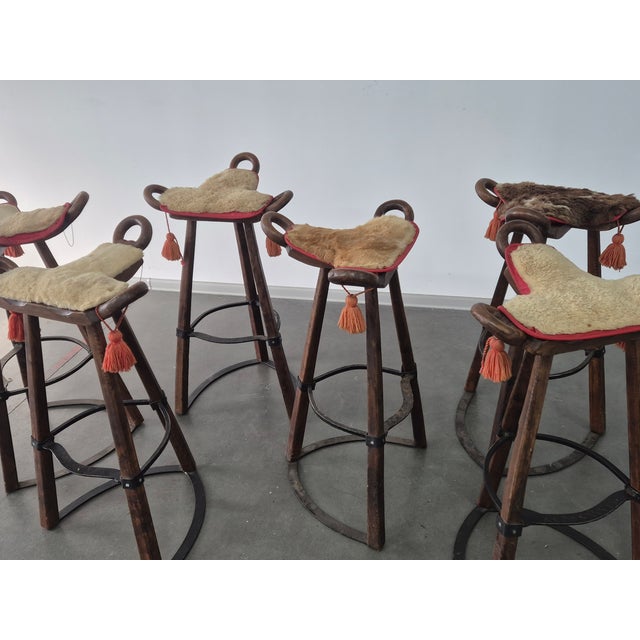 Vintage Brutalist Marbella Stools attributed to Sergio Rodrigues, 1970s, Set of 6 For Sale - Image 14 of 16
