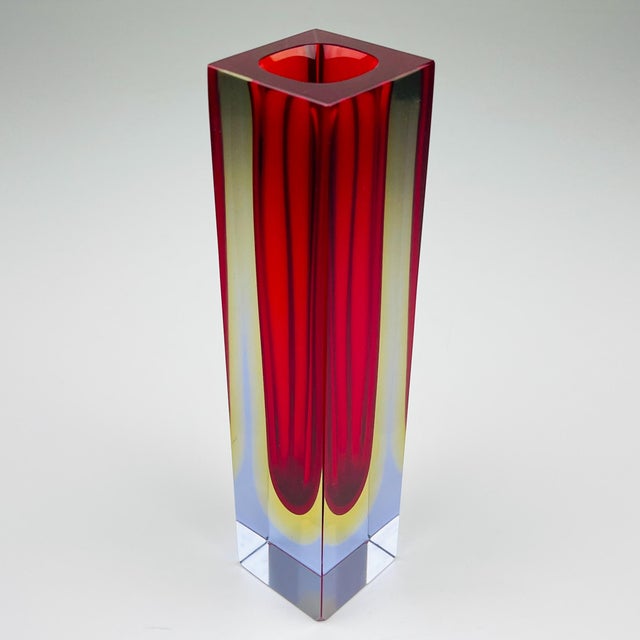 Sommerso Red Murano Glass Vase, 1970s For Sale - Image 11 of 17