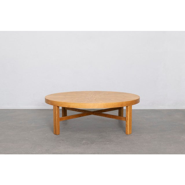 Contemporary Round Coffee Table in Oak For Sale - Image 3 of 8