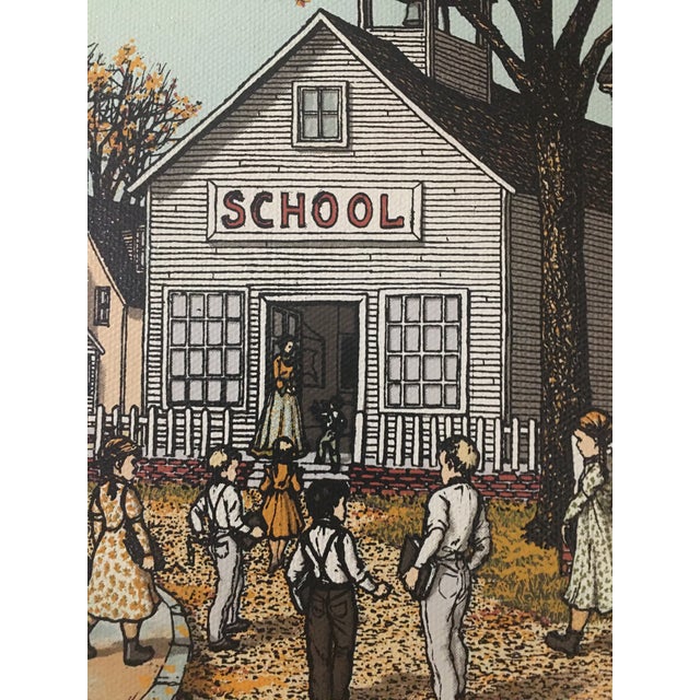 Original H Hargrove Schoolhouse W Children Oil Painting Chairish