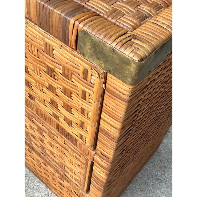 Wood Vintage Woven Rattan Chest of Drawers - Set of 2 For Sale - Image 7 of 18