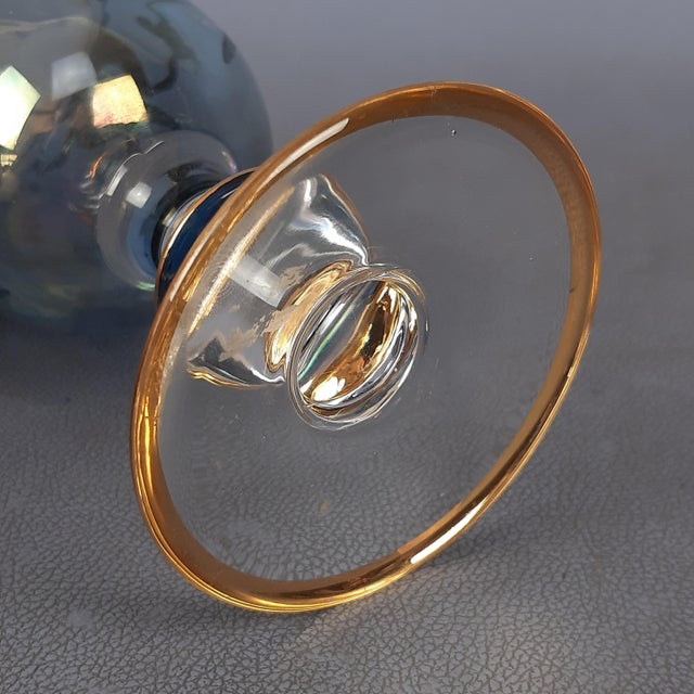 Blue and Pink Murano Glass and 24 Karat Gold His and Hers Goblets, 1970s, Set of 2 For Sale - Image 9 of 12