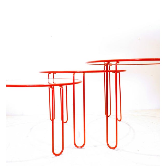 Contemporary Minimalist Red Nesting Tables, 1970s, Set of 3 For Sale - Image 3 of 8