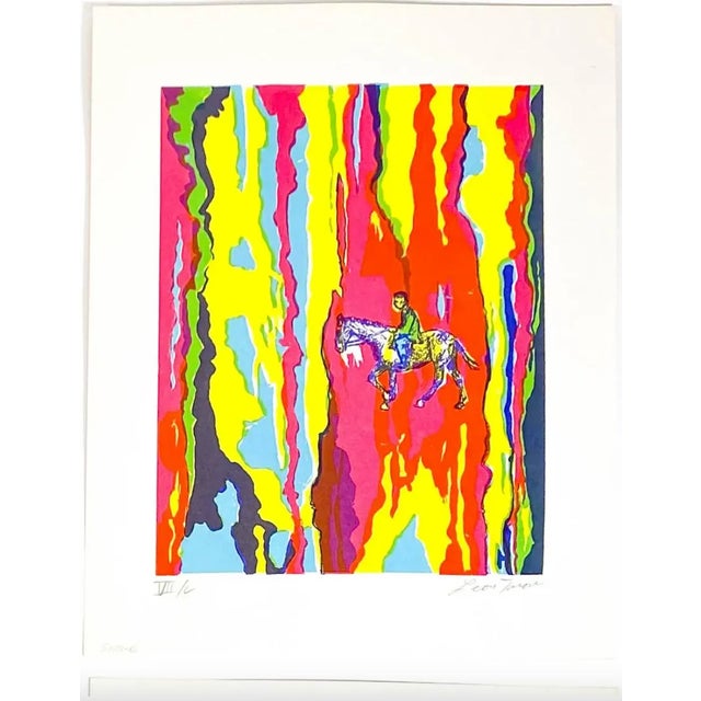 Leon Tarone screenprint of a horse and rider in a psychedelic landscape. Pencil signed and numbered 8 of 50.