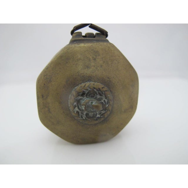 Antique Indian or Mughal period small brass betel nut box. Octagonal box with hinged lid opens to small compartment....