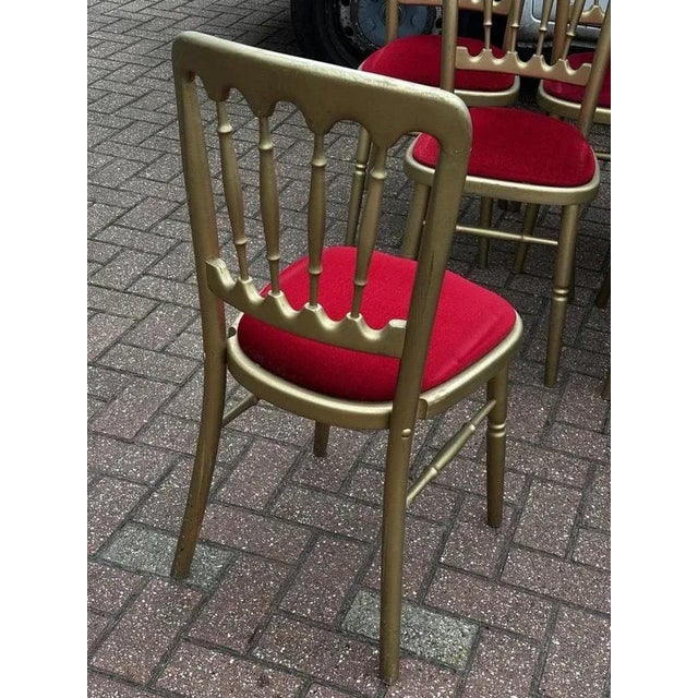 Gold Louis Style Upholstered Gilt Wood Dining Chairs, Set of 12 For Sale - Image 8 of 10