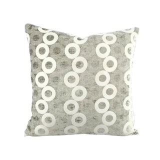 Silver Chenille Rings Pattern Pillow Cover - 20" X 20" For Sale