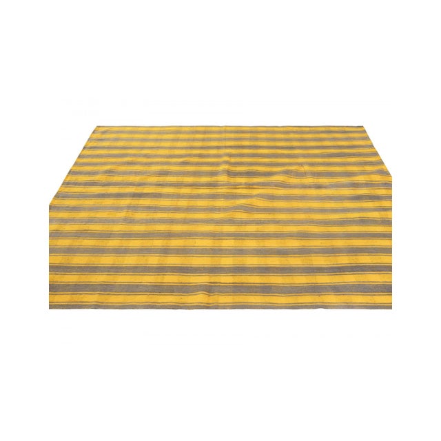 Yellow & Gray Vintage Kilim Rug - 6`7" X 7`1" For Sale - Image 4 of 6