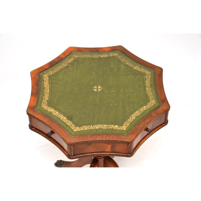 Vintage Top Drum Table in Yew Wood and Leather, 1950 For Sale - Image 6 of 9