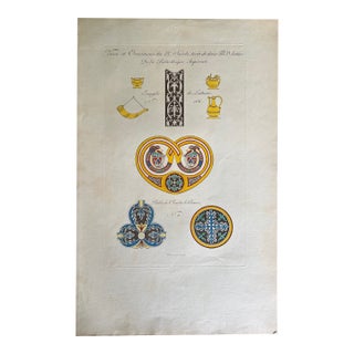Mid 19th Century Etching Reproduction of Vases and Ornaments of the 9th Century by French Artist Nicolas Xavier Willemin For Sale