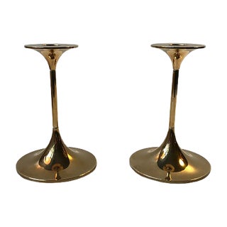 Model Hi-Fi Brass Candlesticks by Max Brüel for Torben Orskov, 1960s, Set of 2 For Sale