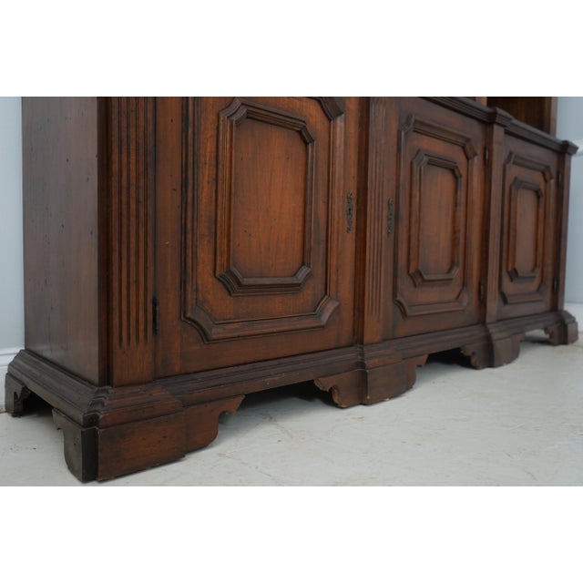 Italian 2 Piece Walnut Large Open Bookcase For Sale - Image 9 of 18