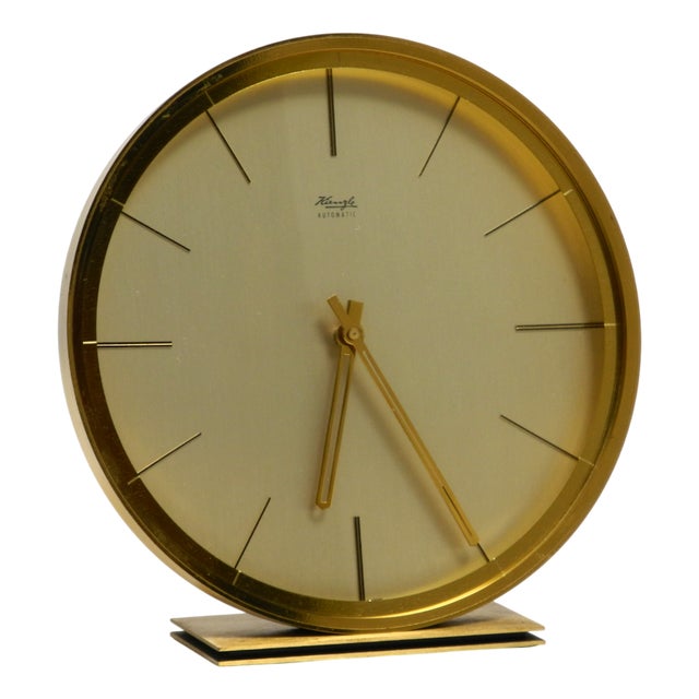 Vintage Brass Table Clock by Kienzle, 1960s For Sale