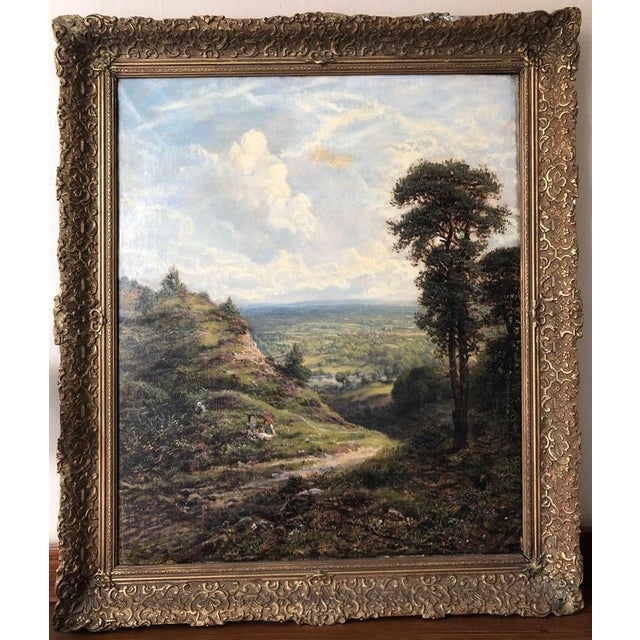 Landscape is an original oil painting on canvas, realized by the british artist george william mote (1832-1909). Hand-...