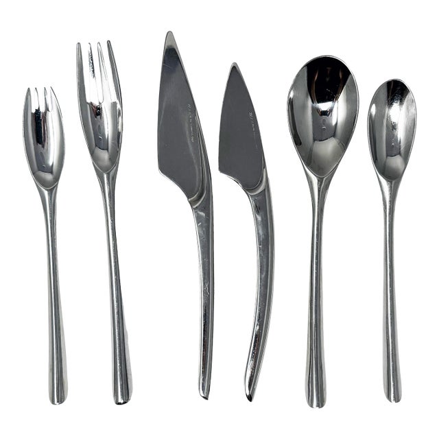 Instrumenta Stainless Steel Flatware by Lino Sabattini for Zani & Zani - Service for 8 For Sale