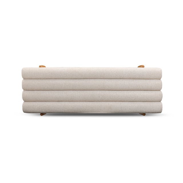 2020s Julianna Cream Textured Fabric Bench For Sale - Image 5 of 6