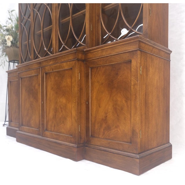 Large Wide Mahogany Individual Bubble Glass Panes Doors Breakfront China Cabinet For Sale - Image 14 of 18