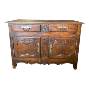 French 18th Century Carved Walnut Buffet or Sideboard Storage Cabinet