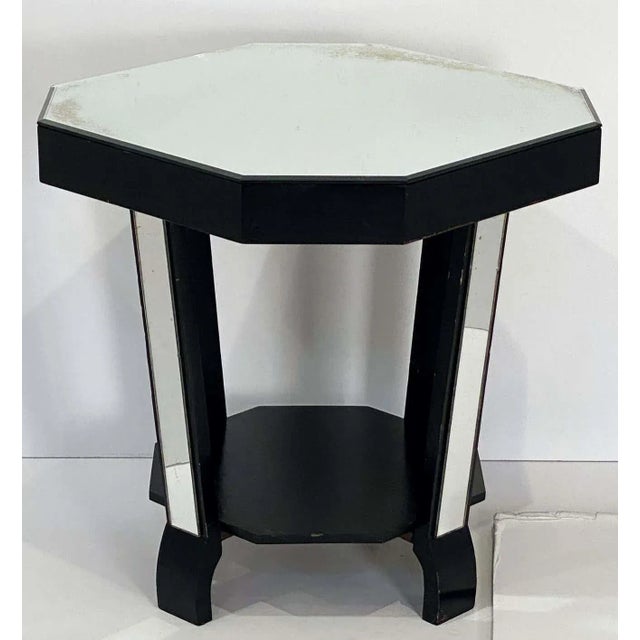 Black Art Deco Occasional or Side Table With Mirrored Top From England For Sale - Image 8 of 13