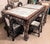 Chinese Vintage Chinese Rosewood Mother-of-Pearl Inlaid Dining Set – Rectangular Table + 6 Chairs With Marble Tops For Sale - Image 3 of 12