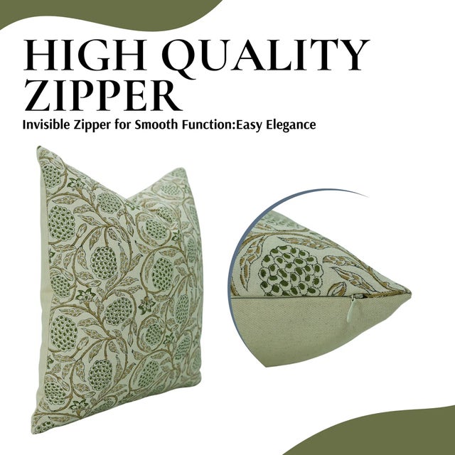 Art Deco Fabdivine Indian Block Print Cushion Cover 22x22 Inch Duck Canvas-Merakhi For Sale - Image 3 of 5