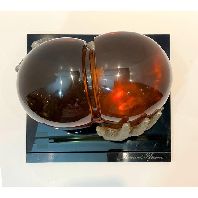 Burnt Orange Mid 20th Century Bernard Pfreim, "The Kiss", Amber Acrylic Sculpture For Sale - Image 8 of 8