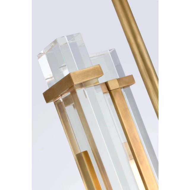 Visual Comfort Ian K. Fowler for Visual Comfort Signature Malik Small Chandelier in Hand-Rubbed Antique Brass with Crystal For Sale - Image 4 of 5