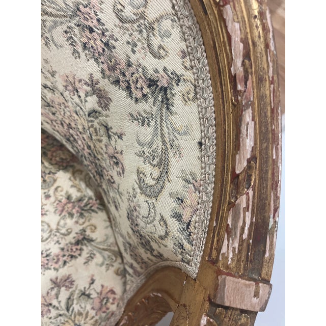 Antique Louis XVI Style Settee , Gilded Wood Frame. For Sale - Image 6 of 6