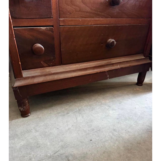 Victorian Mid 18th Century Victorian-Style 8-Drawer Wood Chest With Turned Feet For Sale - Image 3 of 7