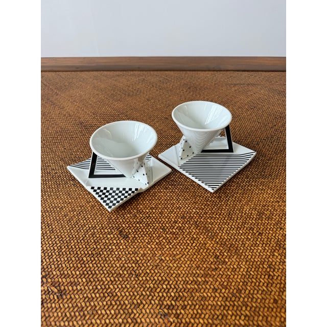 1990s 1990s Memphis Style Helena Uglow "Millennium" for Mikasa Cup & Saucer Set - 8 pcs For Sale - Image 5 of 14