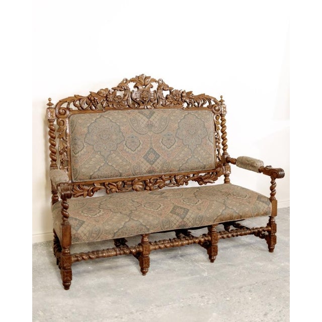 19th Century Carved Tapestry Bench For Sale - Image 11 of 12