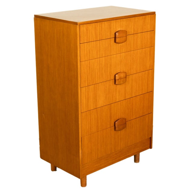 Mid Century Modern Danish Tall Boy Teak Chest of Drawers Six Drawer Dresser 1960 For Sale - Image 4 of 13
