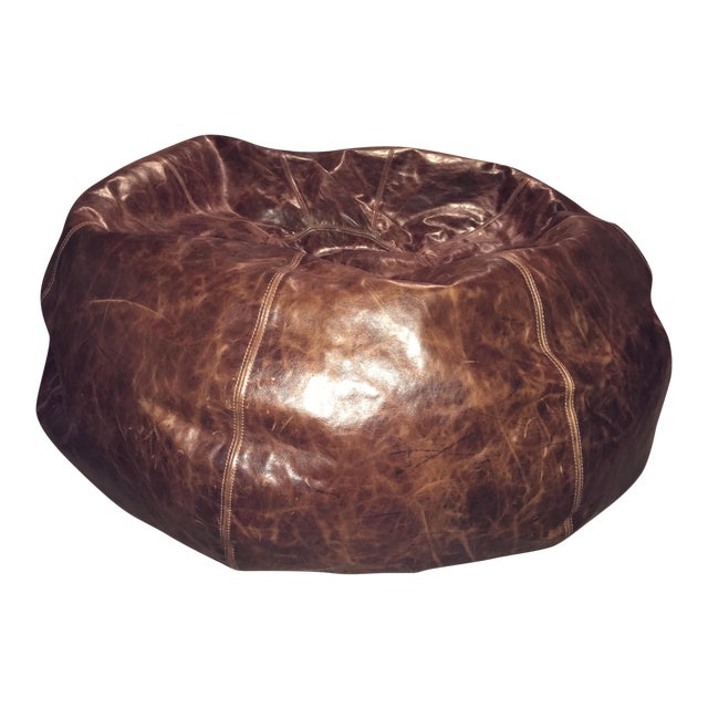 Restoration Hardware Leather Bean Bag Chair Chairish
