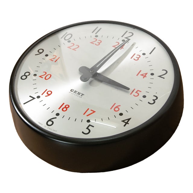 24 Hour Dial Clock from Gent of Leicester, England, 1960s For Sale